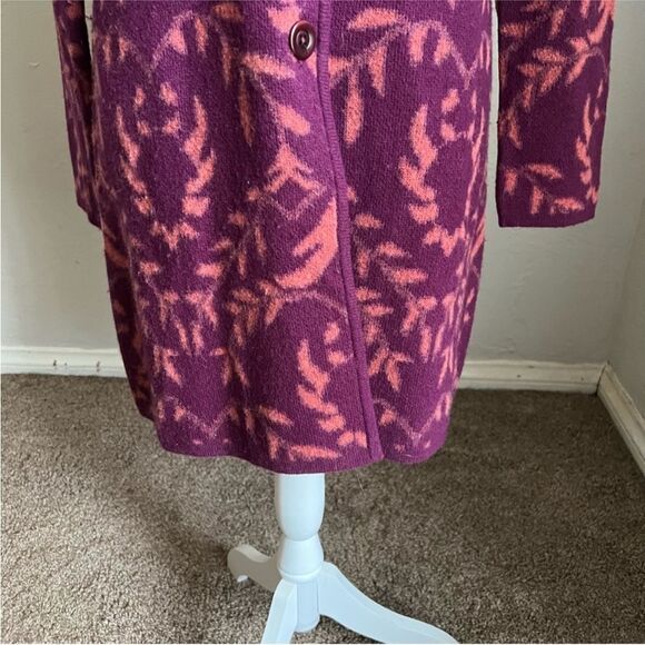 Sundance Beauty Grows Wool Blend Button Front Cardigan. Peach/Melon on Purple - Picture 5 of 10